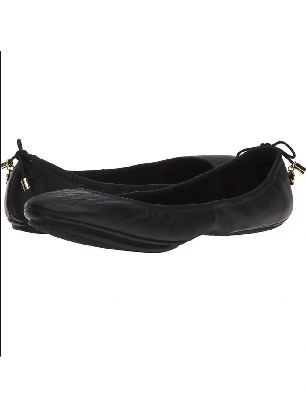 Kate Spade Globe Foldable Black Leather Ballet Flats Size 5